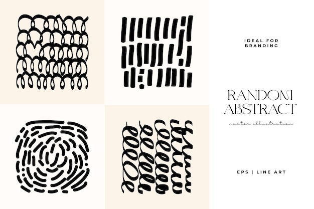 Hand drawn scribbles vector set Doodle ink brush shapes random chaotic lines