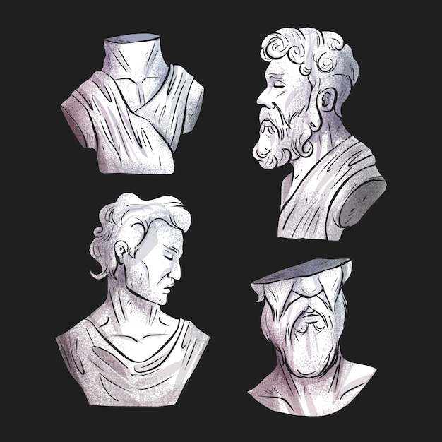 hand drawn sculpture collection illustration