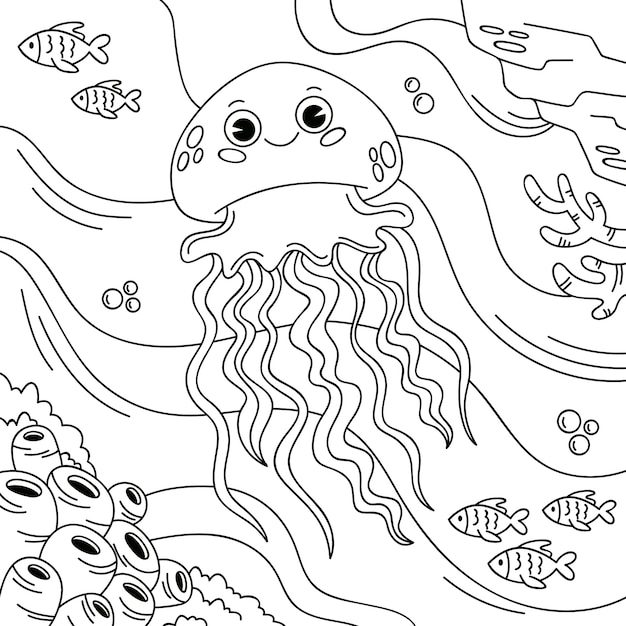 手描きの海の動物 絵を描くページ