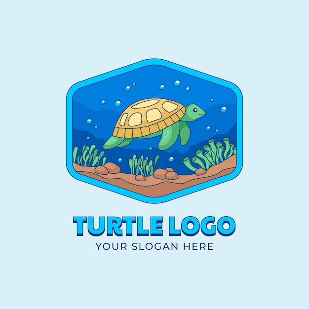 Vector hand drawn sea animals logo template