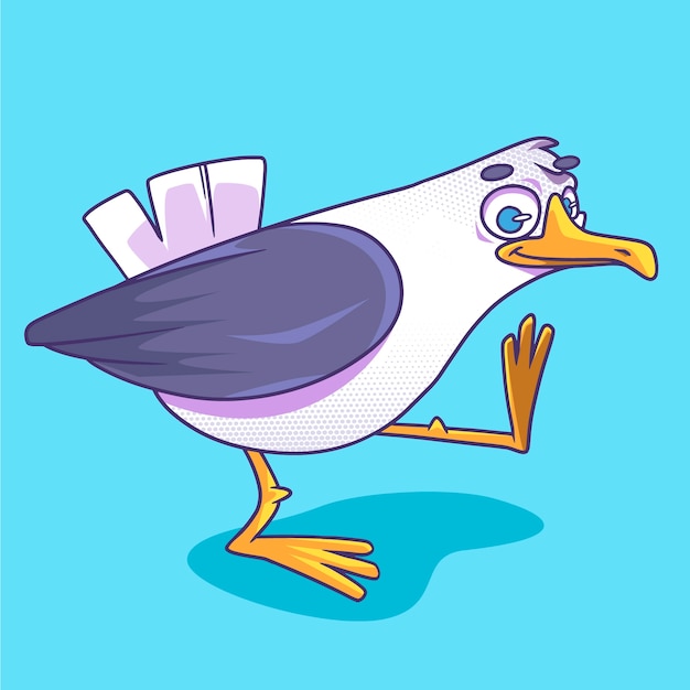 Vector hand drawn seagull cartoon illustration