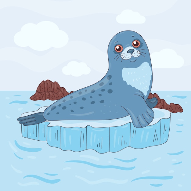 Vector hand drawn seal illustration