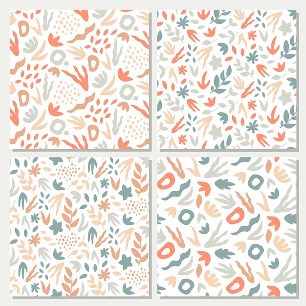 hand-drawn seamless background set.