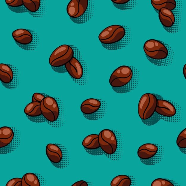 Hand drawn seamless coffee pattern with halftone