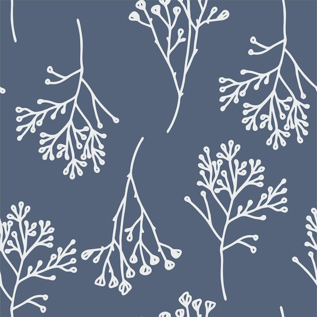 Hand drawn seamless floral pattern in green tones Vector.