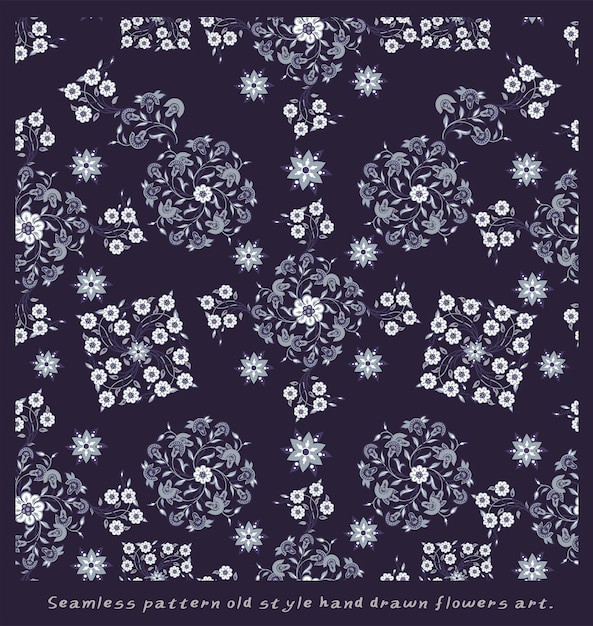 Vector hand drawn seamless pattern of classic style botanical pattern arttextile artprintasian art pattern