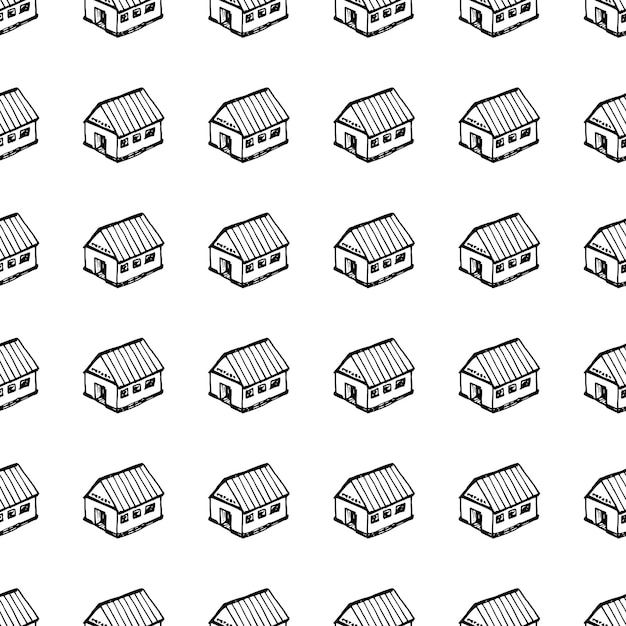 Hand Drawn seamless pattern headquarters doodle. Sketch style icon. Military decoration element. Isolated on white background. Flat design. Vector illustration.