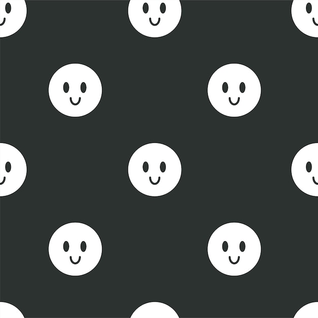 Hand drawn seamless pattern smile face emoji