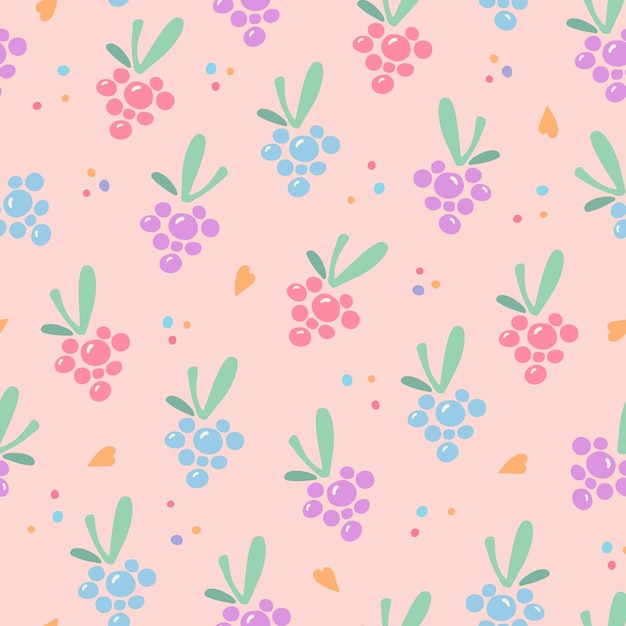 Hand drawn seamless pattern with berries Doodle raspberry Cute and modern vector backdrop textile