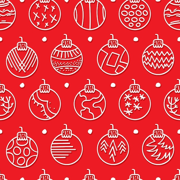 Hand drawn seamless pattern with Christmas Balls