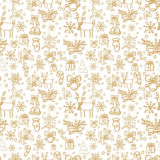 Hand drawn seamless pattern with christmas elements