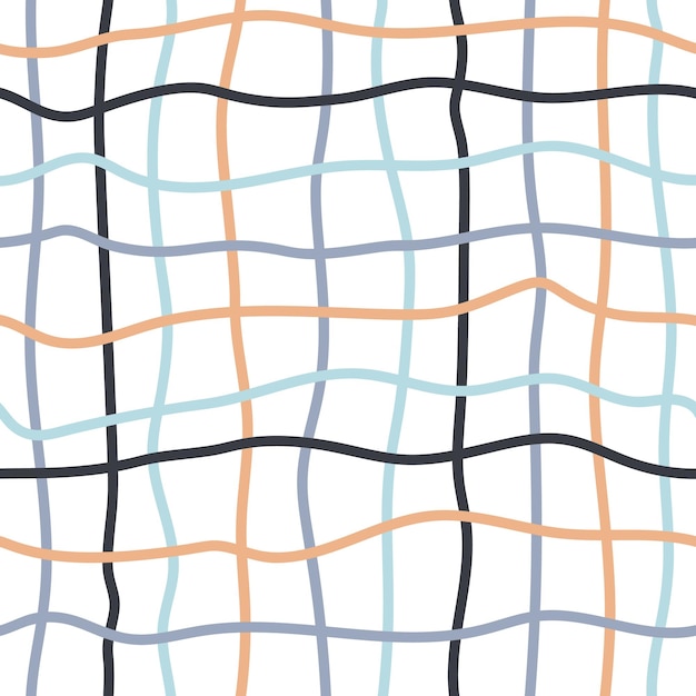 hand drawn seamless pattern with crossing doodle lines Abstract Multicolored Checkered geometrical