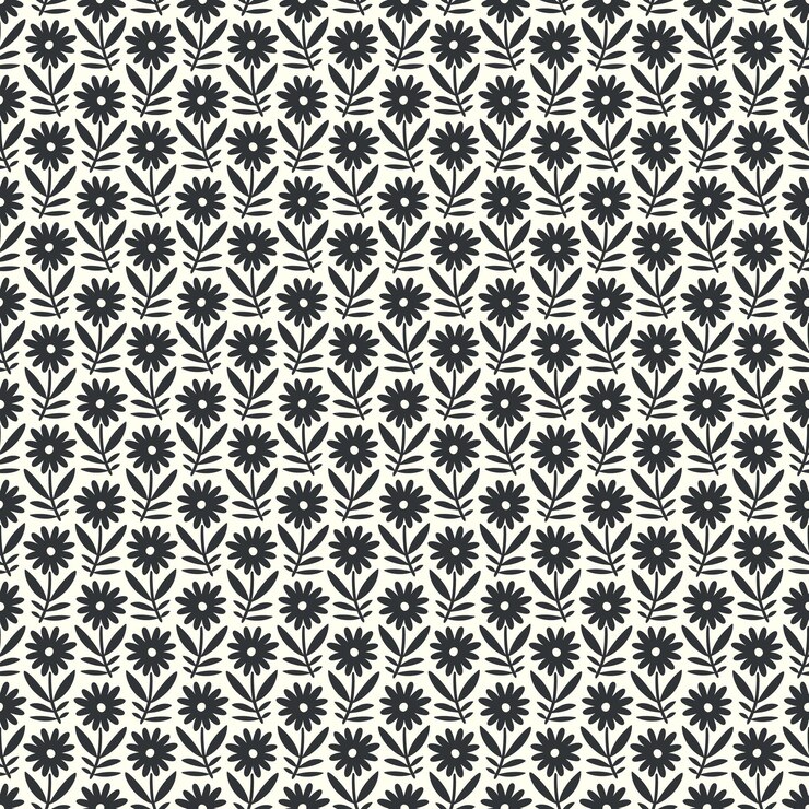 Vector hand drawn seamless pattern with decorative doodle flowers repeat pattern with flowers and leaves