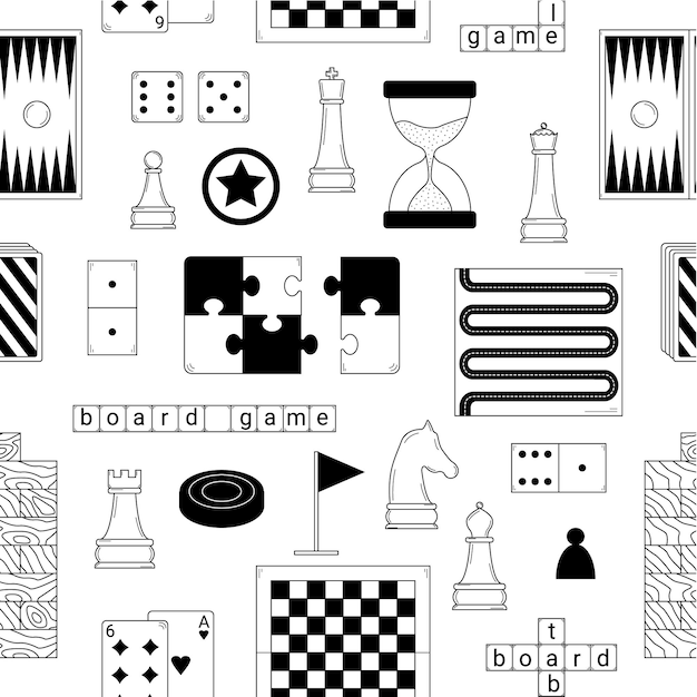 Premium Vector Hand drawn game seamless pattern, drawn game