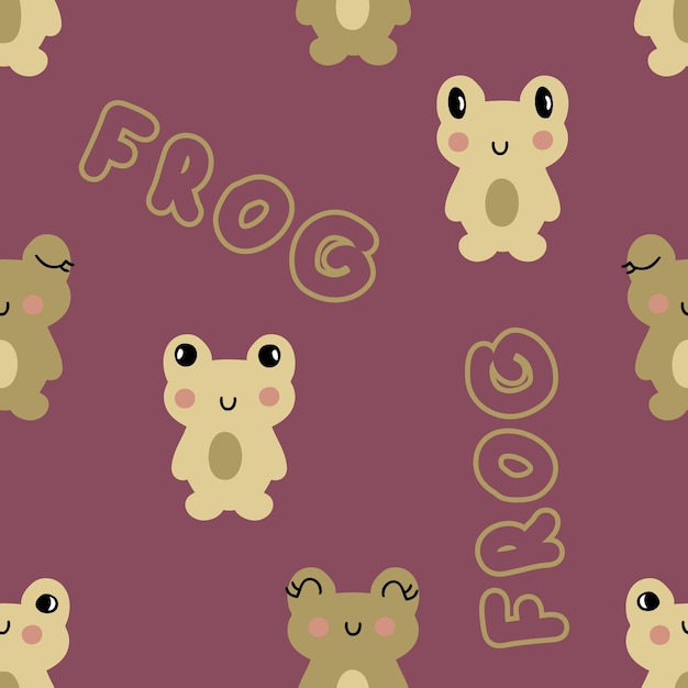 Frogling 및 텍스트 FROG Perfect가 있는 손으로 그린 원활한 패턴 Tshirt 엽서 직물 및 인쇄 Doodle 벡터 일러스트레이션 장식 및 디자인