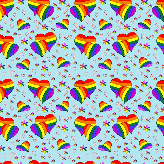 Modello senza cuciture disegnato a mano con calori nei colori dell'arcobaleno per carte gif carta da parati notebook tessuto scrapbook doodle stile