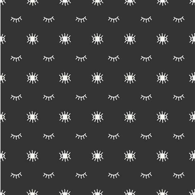 Hand drawn seamless pattern with open and close eyes. 