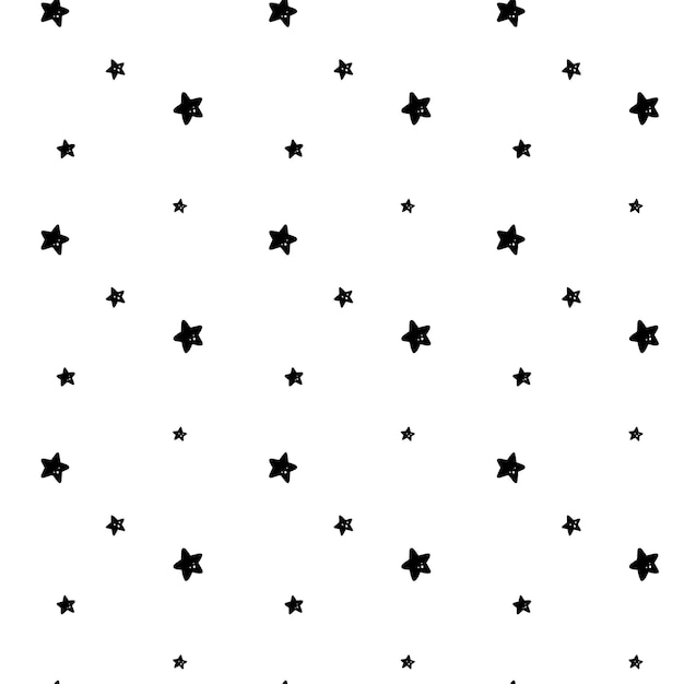 Hand drawn seamless pattern with stars in doodle style wrapping paper vector illustration