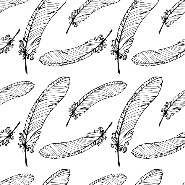 Hand Drawn Seamless Plumage Pattern