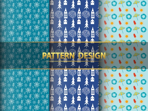 Vector hand drawn seasonal patterns collection