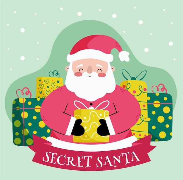 Vector hand drawn secret santa illustration