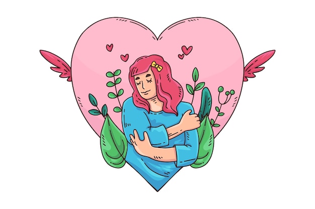 Vector hand drawn self care illustration