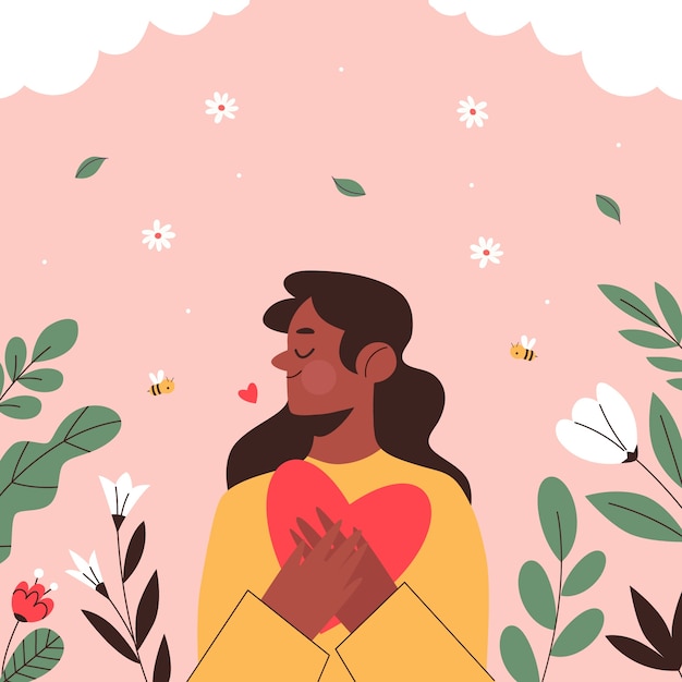 Vector hand drawn self love illustration