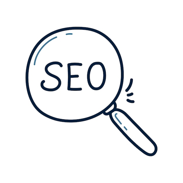 Hand drawn seo search doodle line illustration seo search doodle icon vector