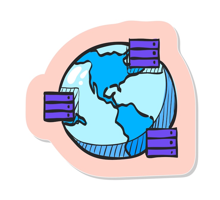 Vector hand drawn server icon in sticker style vector illustration
