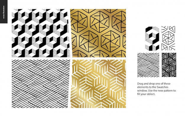 Hand drawn set of abstract patterns