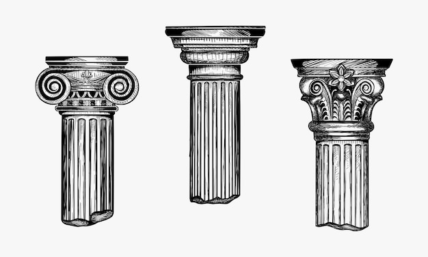 Hand drawn set architectural classical orders sketch vector illustration