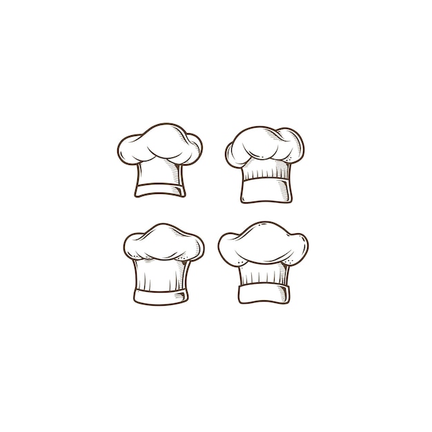 Hand drawn set of chef hats