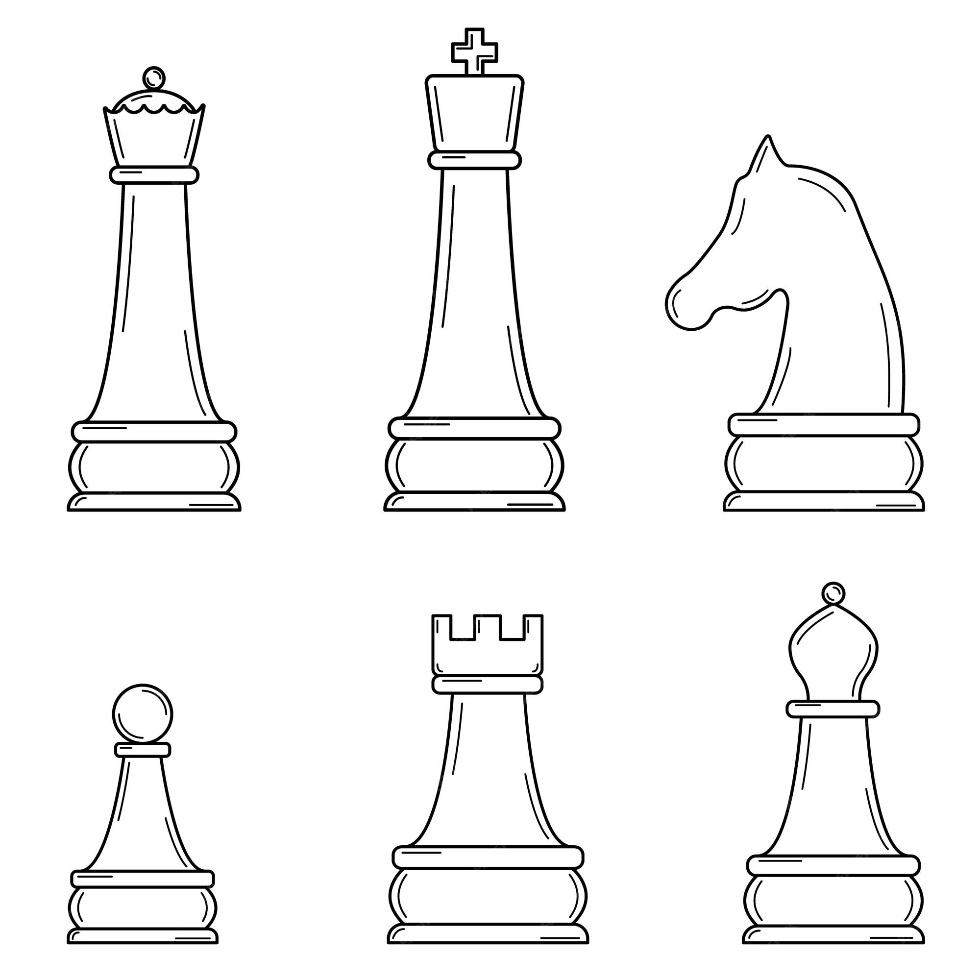 Premium Vector  Hand drawn set of chess pieces strategy game that develops  intelligence doodle style vector