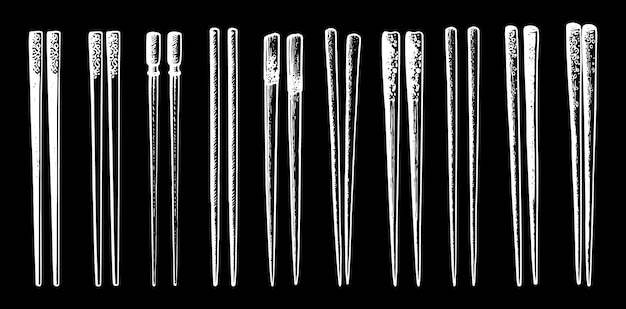 Hand drawn set of chopsticks