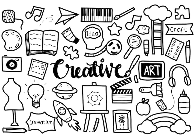 Vector hand drawn set of creative