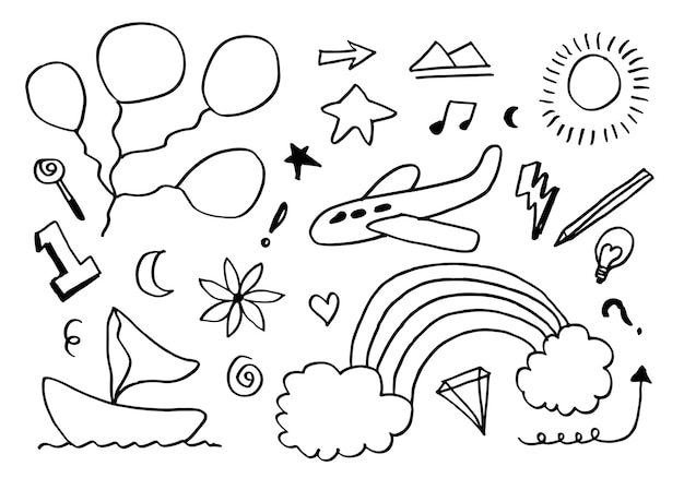 Insieme disegnato a mano di simpatici bambini doodlesbambini disegni su sfondo bianco