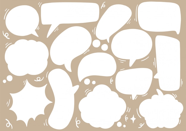 hand drawn   Set of cute speech bubble in doodle style