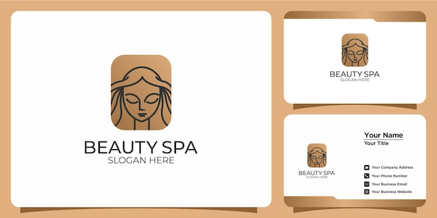 Hand drawn set of feminine logo templates for beauty and business cards