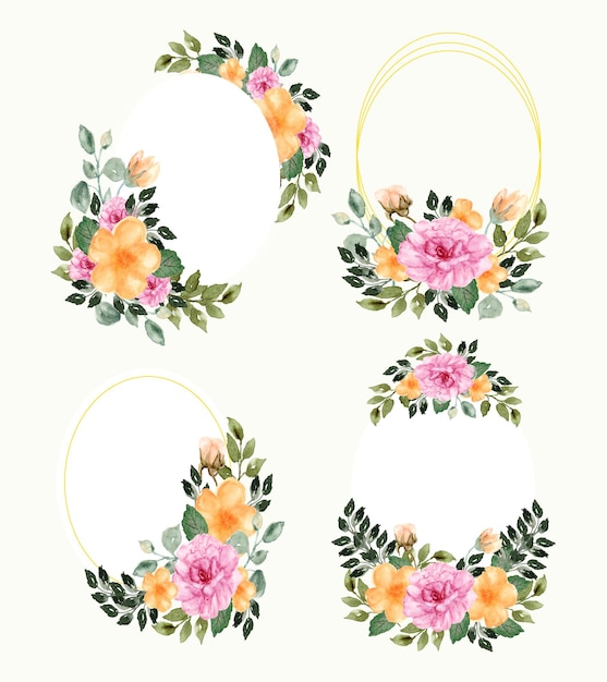 花輪に花の手描きのセット