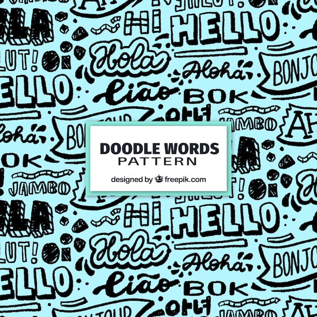 hand drawn set of hello word pattern in different languages