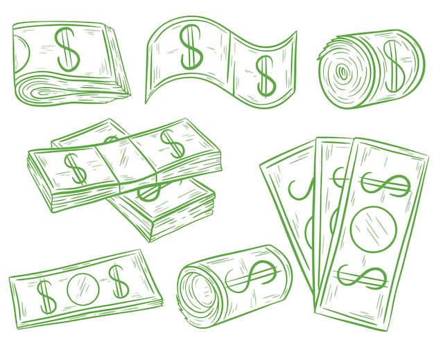 Vector hand drawn set money vector illustration