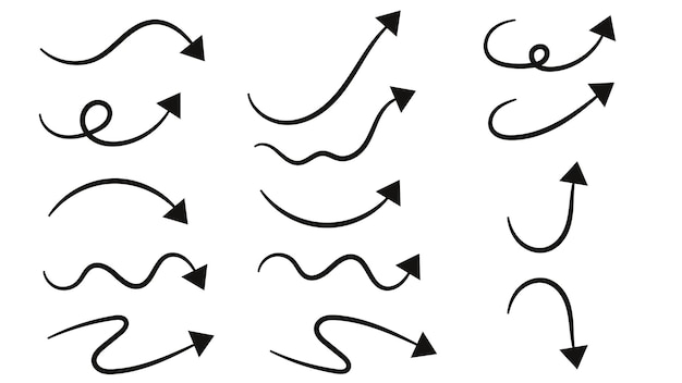 ベクトル 太字の矢印の手描きのセット