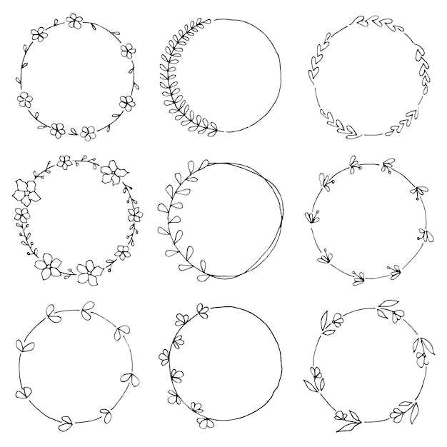 Вектор Ручной набор цветочных венков для создания пригласительных открыток цветочная иллюстрация