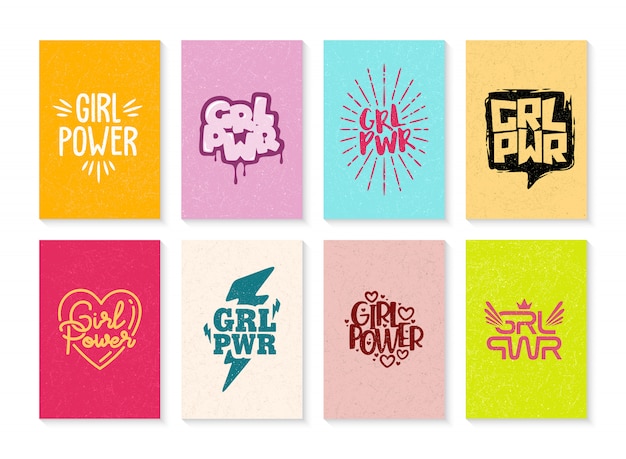 Набор рисованной иллюстрации girl power