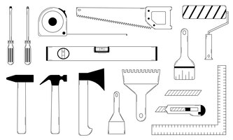 hand drawn set of tools for home and apartment repairs doodle style vector