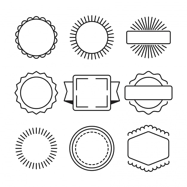 Vector hand drawn set of simple circle frame and border with different shapes.