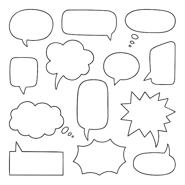 Hand drawn set of speech bubble