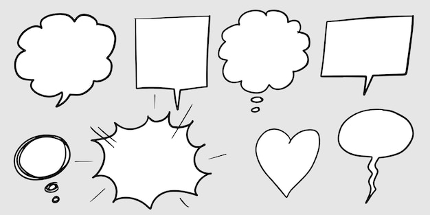 Vector hand drawn set of speech bubbles isolated . doodle set element. vector illustration.