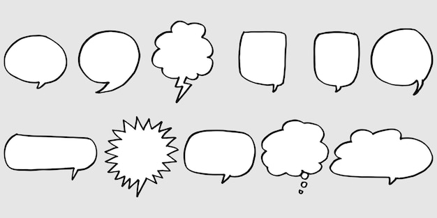 Vector hand drawn set of speech bubbles isolated . doodle set element. vector illustration.
