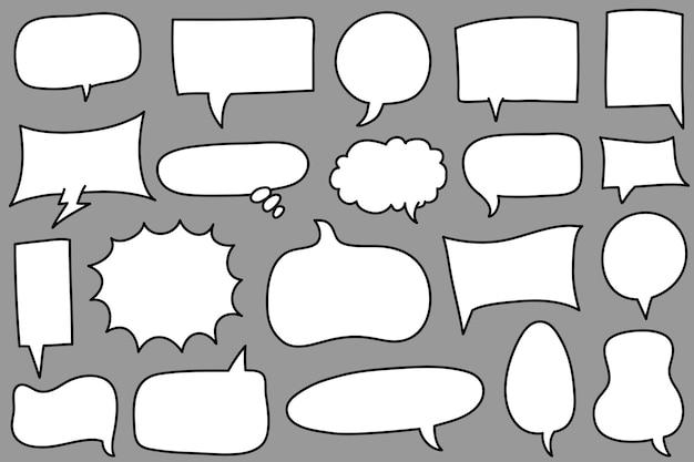 Hand drawn set of speech bubbles isolated Doodle set element Vector illustration